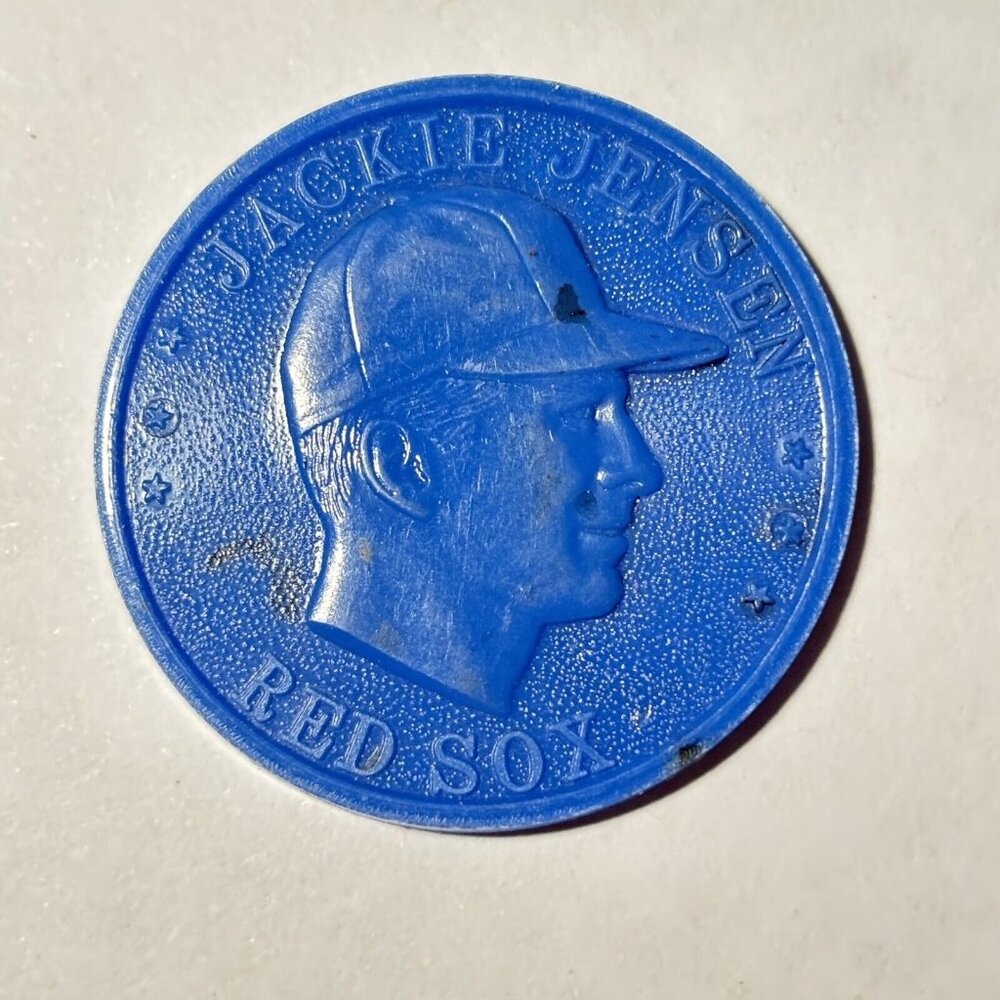 1958 Armour Coins Baseball Jackie Jensen Boston Red Sox Player Blue Vintage